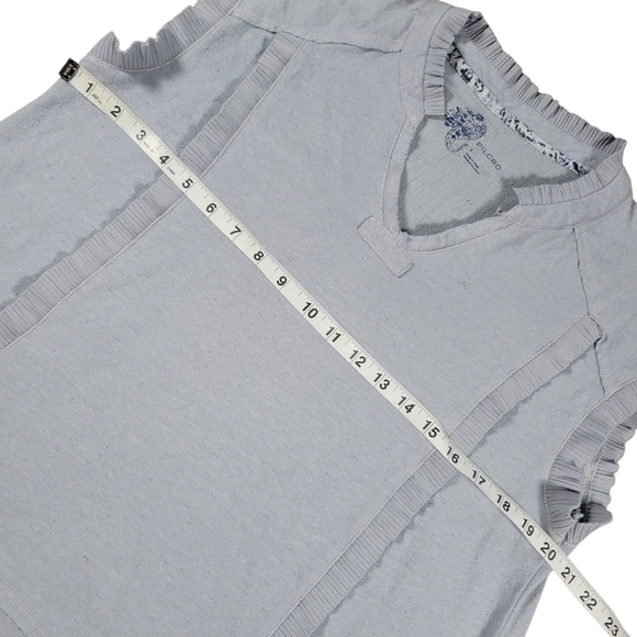 Anthrpologie Pilcro Top Womens S Blue Slub Knit Sleeveless Ruffle Pullover Shirt - Picture 8 of 9